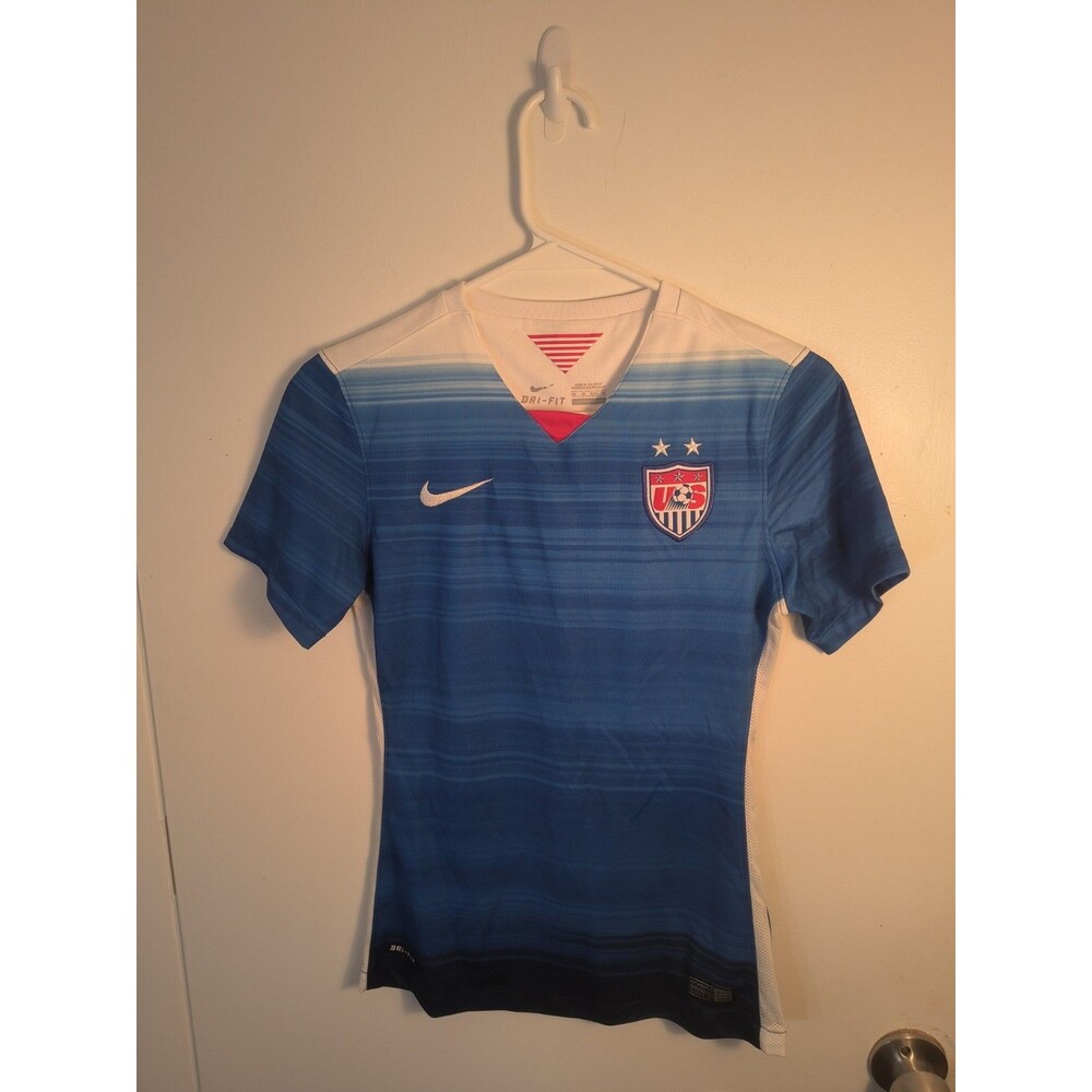 Nike 2015 USWNT USA Women Soccer Jersey XS Away Blue Gradient 2 Star Crest...